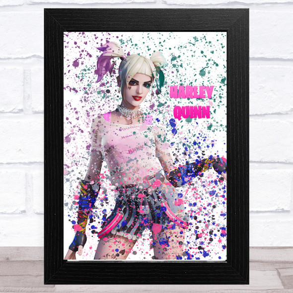 Splatter Art Gaming Fortnite Harley Quinn Kid's Room Children's Wall Art Print