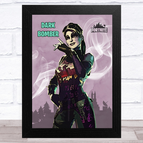 Dark Bomber Gaming Comic Style Kids Fortnite Skin Children's Wall Art Print