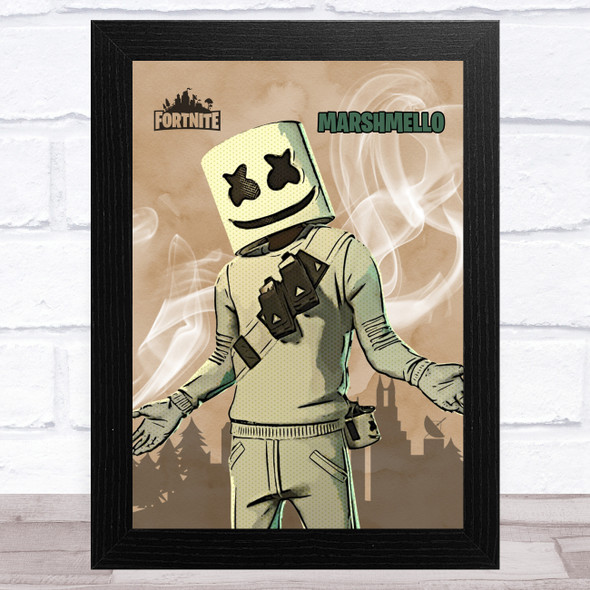 Marshmello Gaming Comic Style Kids Fortnite Skin Children's Wall Art Print