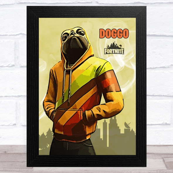 Doggo Gaming Comic Style Kids Fortnite Skin Children's Wall Art Print