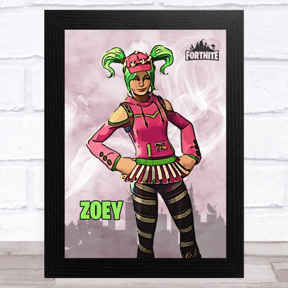 Zoey Gaming Comic Style Kids Fortnite Skin Children's Wall Art Print