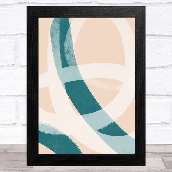 Dark Teal & Peach Abstract Strokes Style 3 Wall Art Print