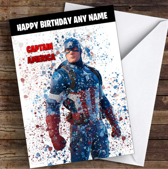 Splatter Art Gaming Fortnite Captain America Kid's Children's Personalised Birthday Card