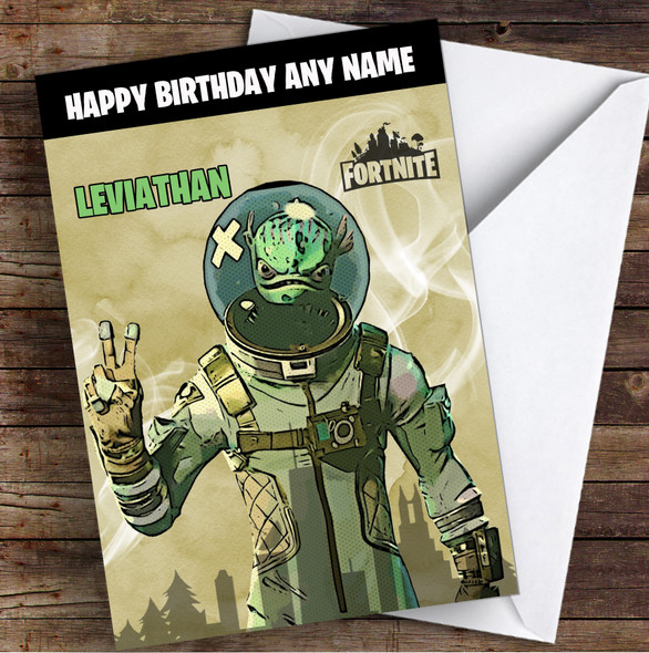 Leviathan Gaming Comic Style Kids Fortnite Skin Children's Personalised Birthday Card