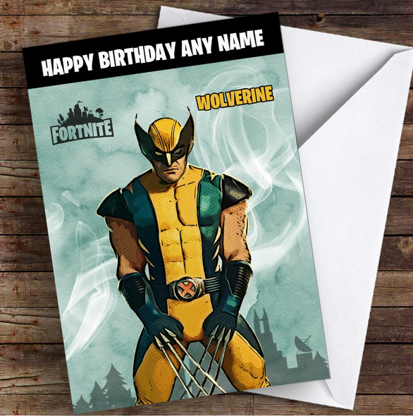 Wolverine Gaming Comic Style Kids Fortnite Skin Children's Personalised Birthday Card