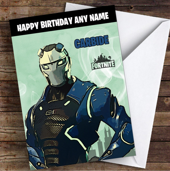 Carbide Gaming Comic Style Kids Fortnite Skin Children's Personalised Birthday Card