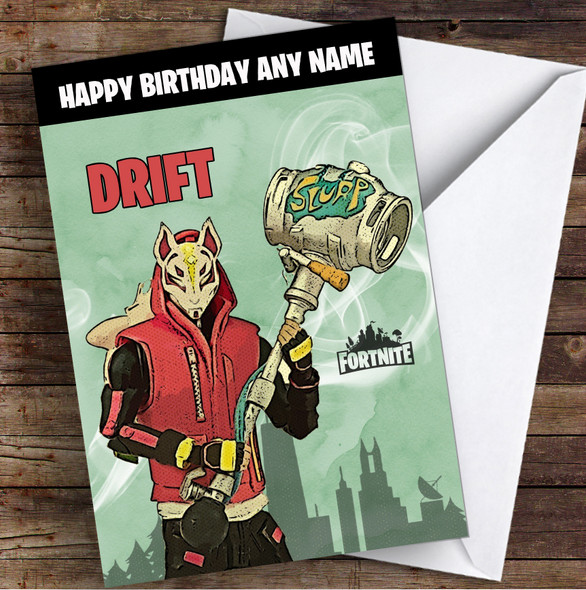Drift Gaming Comic Style Kids Fortnite Skin Children's Personalised Birthday Card