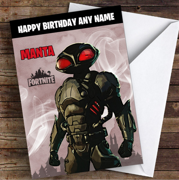 Manta Gaming Comic Style Kids Fortnite Skin Children's Personalised Birthday Card