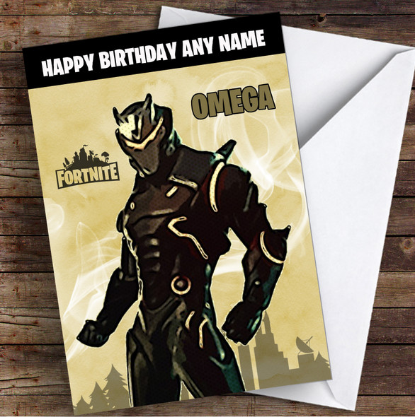 Omega Gaming Comic Style Kids Fortnite Skin Children's Personalised Birthday Card