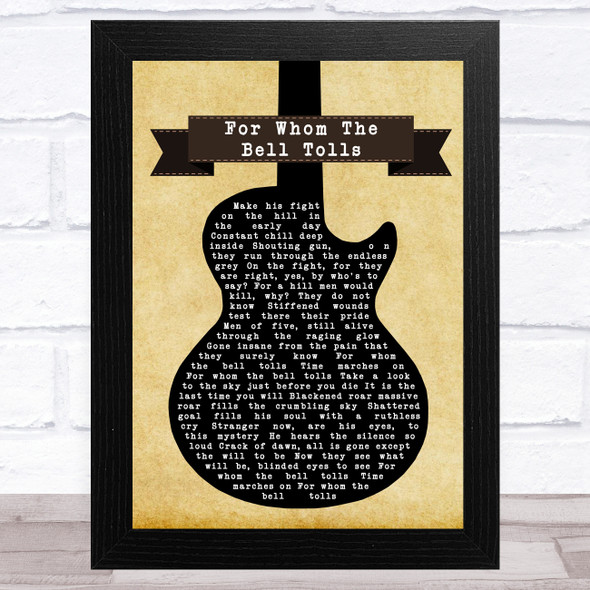 Metallica For Whom The Bell Tolls Black Guitar Song Lyric Music Art Print