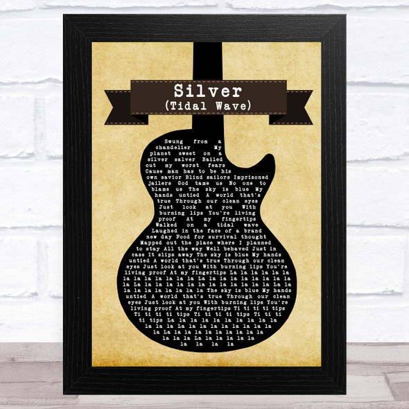 Echo & the Bunnymen Silver (Tidal Wave) Black Guitar Song Lyric Music Art Print