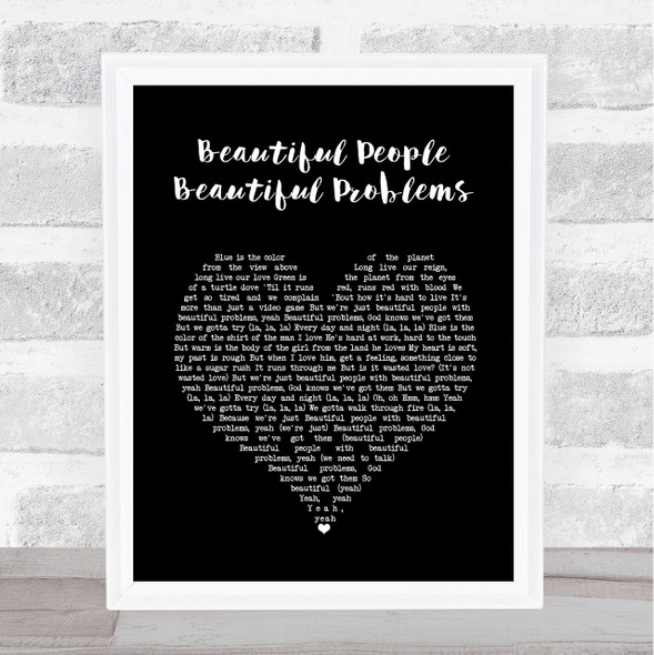 Lana Del Rey Beautiful People Beautiful Problems Black Heart Song Lyric Music Art Print