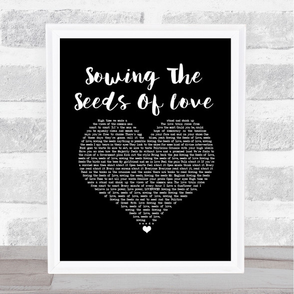 Tears For Fears Sowing The Seeds Of Love Black Heart Song Lyric Music Art Print