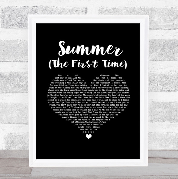 Bobby Goldsboro Summer (The First Time) Black Heart Song Lyric Music Art Print