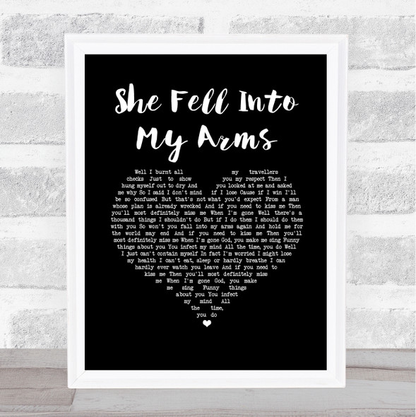 Ed Harcourt She Fell Into My Arms Black Heart Song Lyric Music Art Print