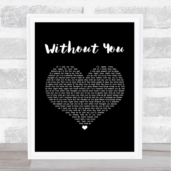 My Darkest Days Without You Black Heart Song Lyric Music Art Print