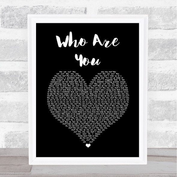 The Who Who Are You Black Heart Song Lyric Music Art Print