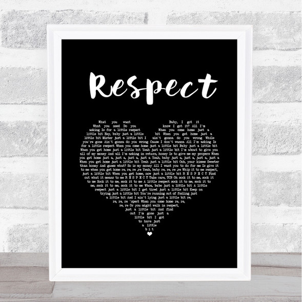 Aretha Franklin Respect Black Heart Song Lyric Music Art Print