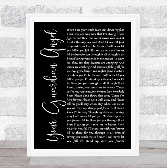 The Red Jumpsuit Apparatus Your Guardian Angel Black Script Song Lyric Music Art Print