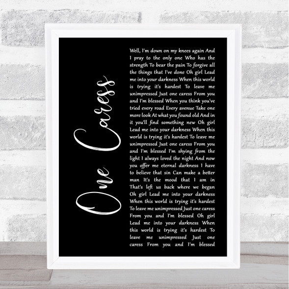 Depeche Mode One Caress Black Script Song Lyric Music Art Print