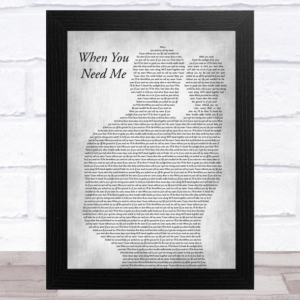 Bruce Springsteen When You Need Me Father & Baby Grey Song Lyric Music Art Print