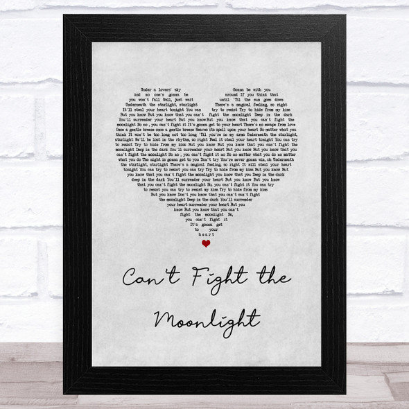 LeAnn Rimes Can't Fight the Moonlight Grey Heart Song Lyric Music Art Print