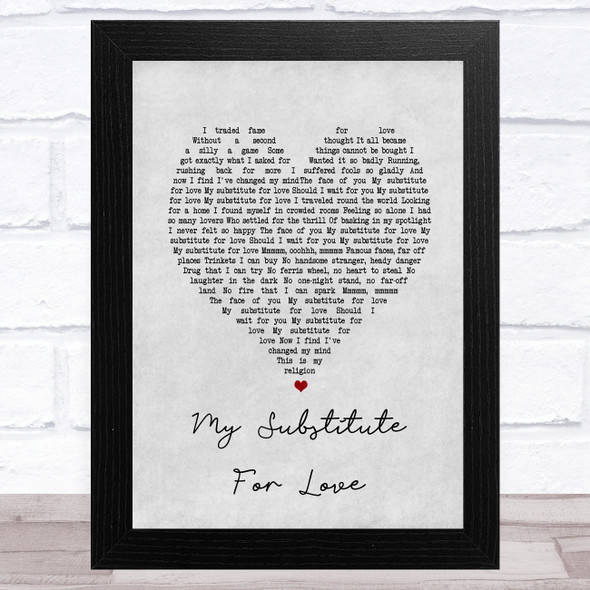 Madonna No Substitute For Love Grey Heart Song Lyric Music Art Print