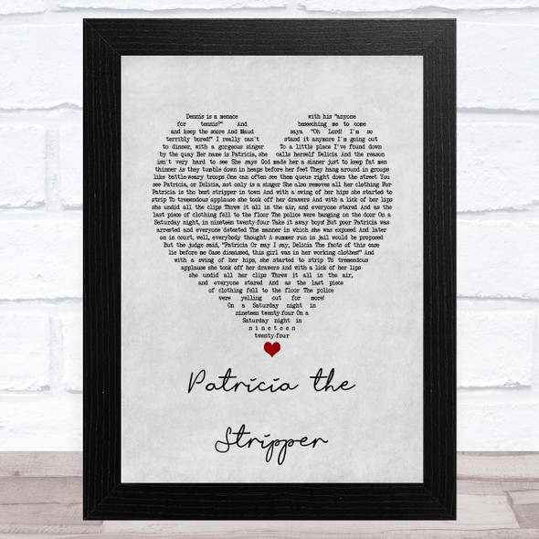 Chris de Burgh Patricia the Stripper Grey Heart Song Lyric Music Art Print