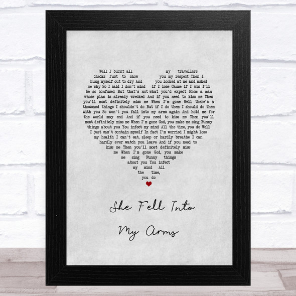 Ed Harcourt She Fell Into My Arms Grey Heart Song Lyric Music Art Print