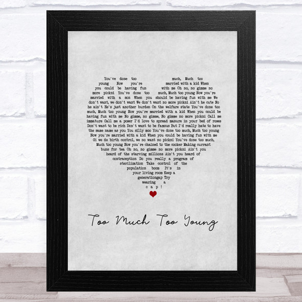 The Specials Too Much Too Young Grey Heart Song Lyric Music Art Print