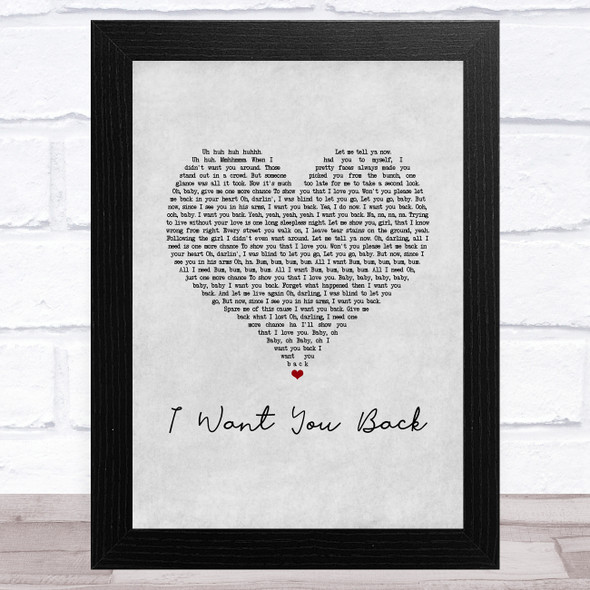 Jackson 5 I Want You Back Grey Heart Song Lyric Music Art Print