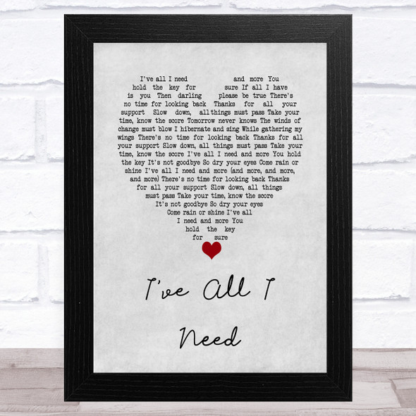 Liam Gallagher I've All I Need Grey Heart Song Lyric Music Art Print