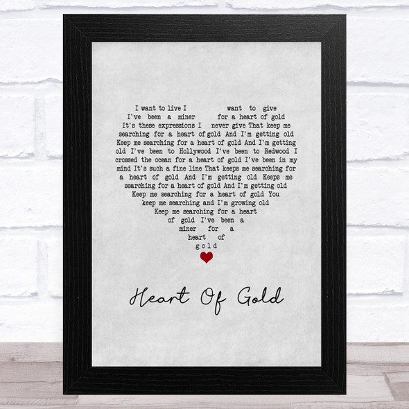 Neil Young Heart Of Gold Grey Heart Song Lyric Music Art Print