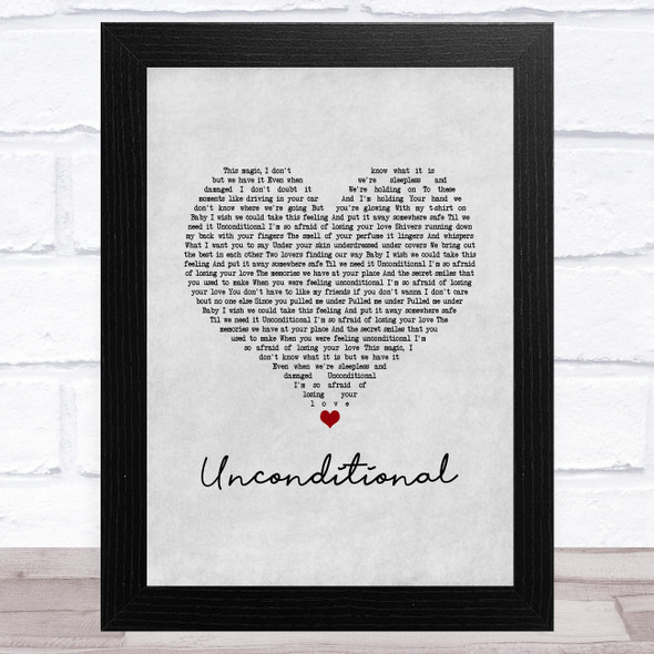 Picture This Unconditional Grey Heart Song Lyric Music Art Print