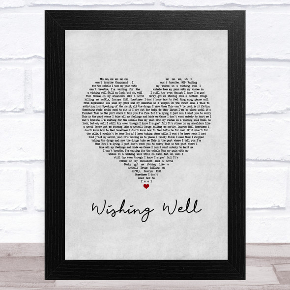 Juice WRLD Wishing Well Grey Heart Song Lyric Music Art Print