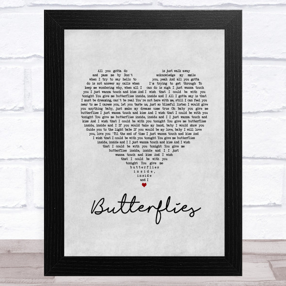 Michael Jackson Butterflies Grey Heart Song Lyric Music Art Print