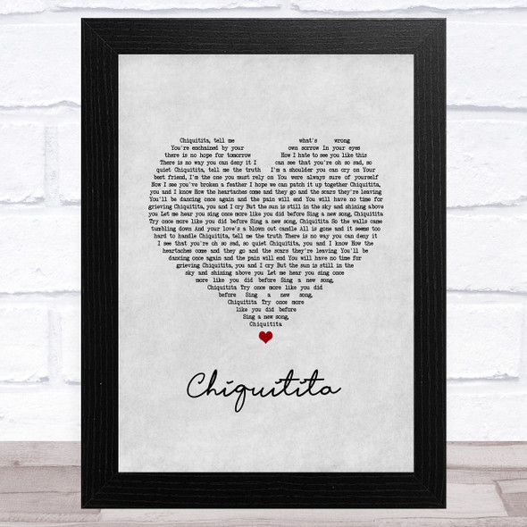ABBA Chiquitita Grey Heart Song Lyric Music Art Print