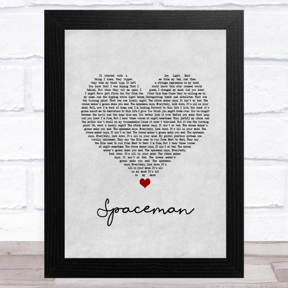 The Killers Spaceman Grey Heart Song Lyric Music Art Print