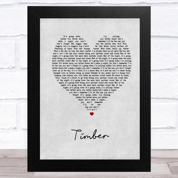 Pitbull Timber Grey Heart Song Lyric Music Art Print