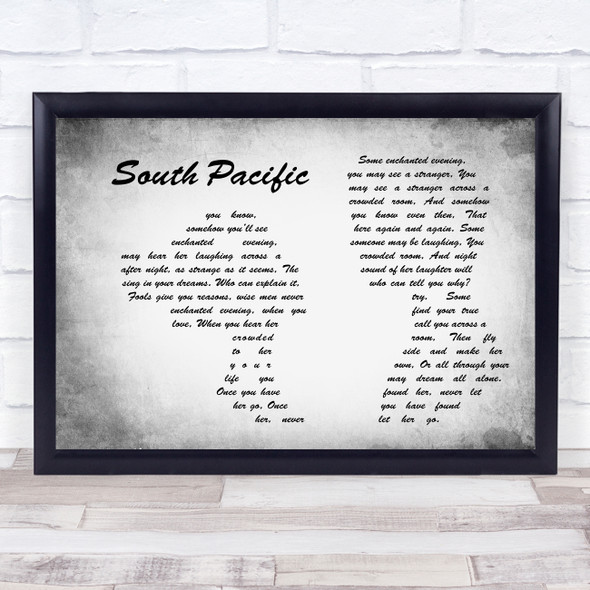 Some Enchanted Evening South Pacific Man Lady Couple Grey Song Lyric Music Art Print