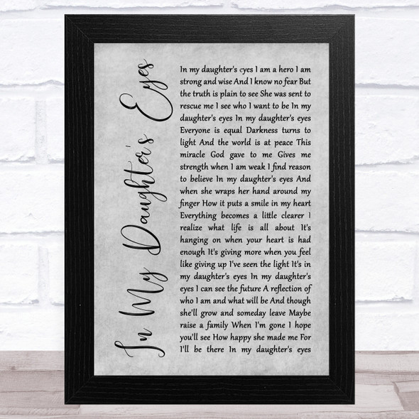 Martina McBride In My Daughter's Eyes Grey Rustic Script Song Lyric Music Art Print