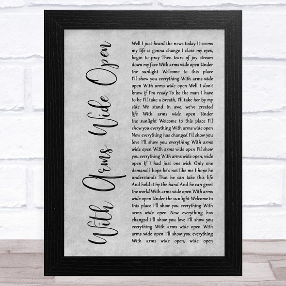 Creed With Arms Wide Open Grey Rustic Script Song Lyric Music Art Print