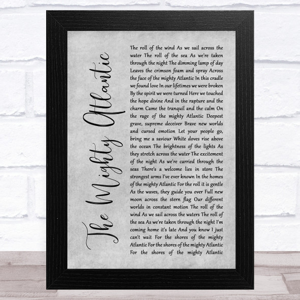 Runrig The Mighty Atlantic Grey Rustic Script Song Lyric Music Art Print