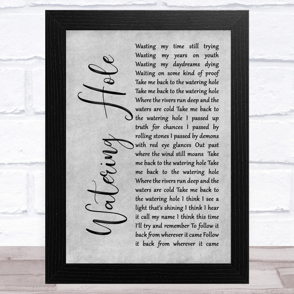 Jason Eady Watering Hole Grey Rustic Script Song Lyric Music Art Print