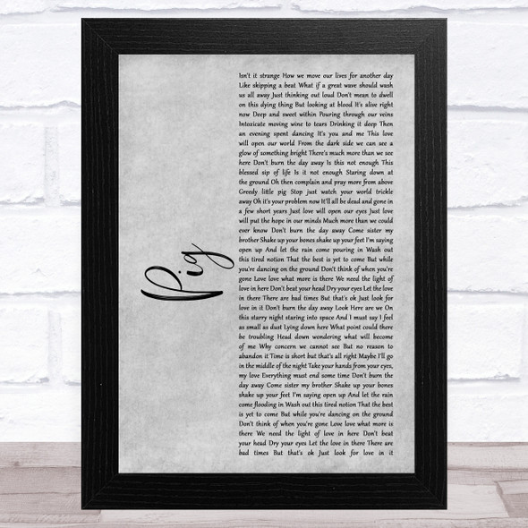 Dave Matthews Band Pig Grey Rustic Script Song Lyric Music Art Print