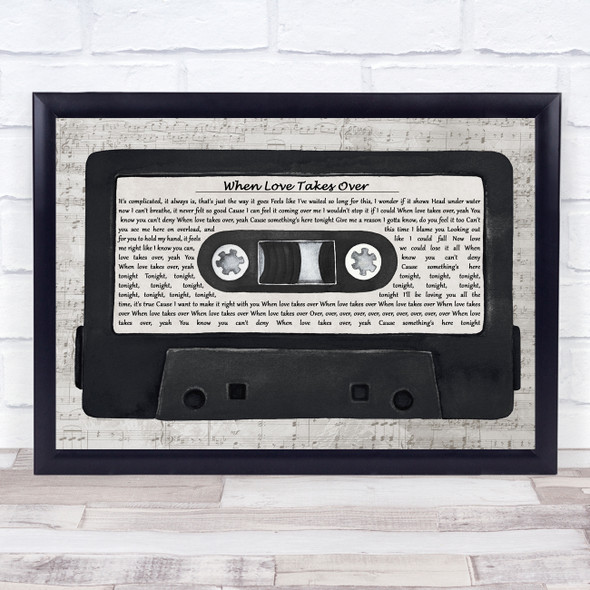 David Guetta feat. Kelly Rowland When Love Takes Over Music Script Cassette Tape Song Lyric Music Art Print