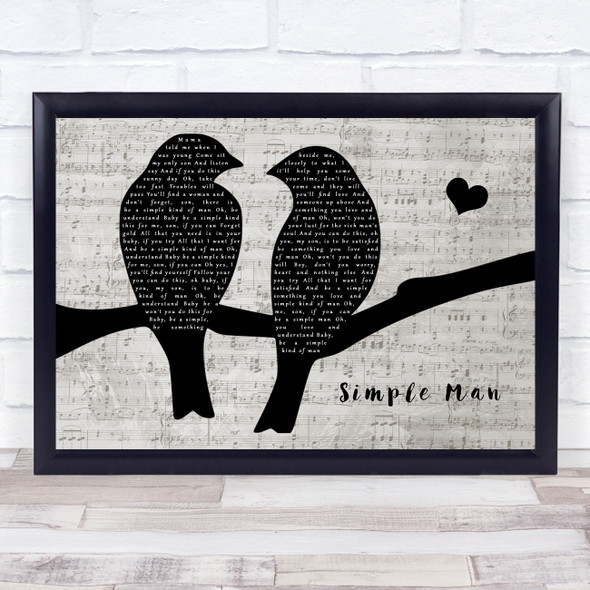 Lynyrd Skynyrd Simple Man Lovebirds Music Script Song Lyric Music Art Print