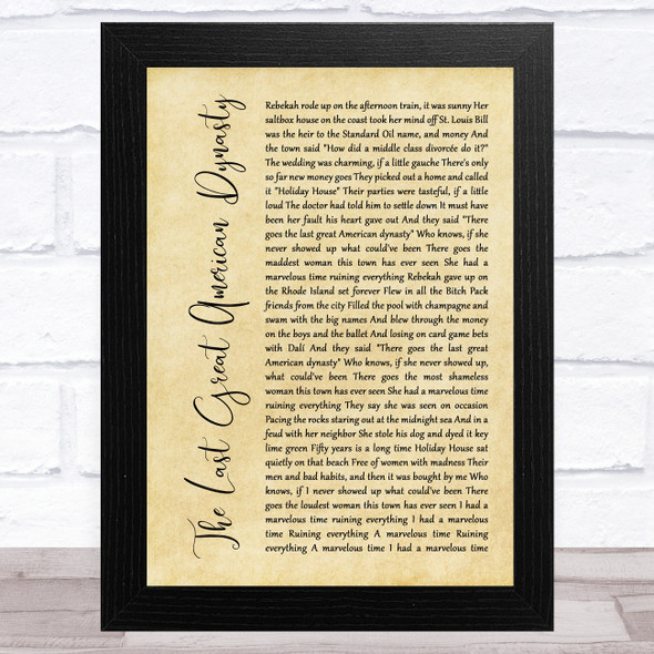 Taylor Swift The Last Great American Dynasty Rustic Script Song Lyric Music Art Print