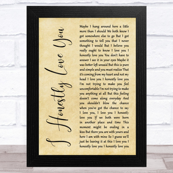 Olivia Newton-John I Honestly Love You Rustic Script Song Lyric Music Art Print