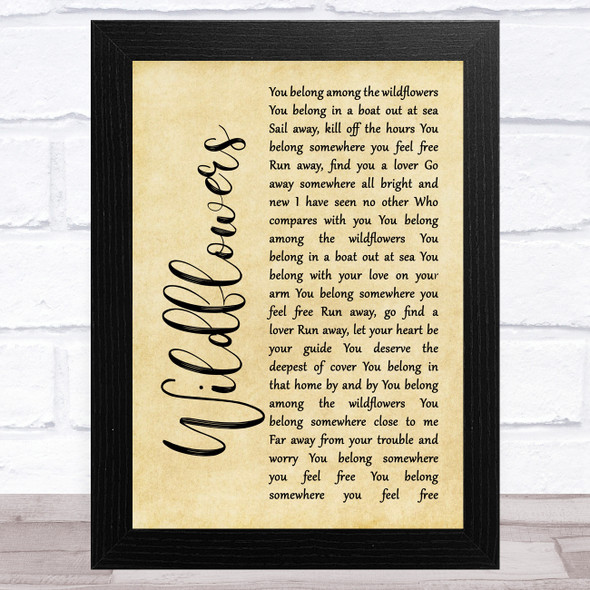 Tom Petty Wildflowers Rustic Script Song Lyric Music Art Print